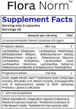 Professional Botanicals Flora Norm - 12-Strain Potent Vegan Probiotic Mix (10 Billion CFU/gm.) Supports Digestive and Immune Health 90 Vegetarian Capsules : Health & Household