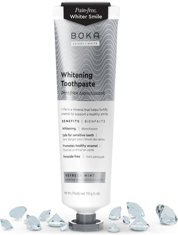 Boka Fluoride Free Toothpaste - Nano Hydroxyapatite, Remineralizing, Sensitive Teeth, Whitening - Dentist Recommended for Adult, Kids Oral Care - Refresh Mint Flavor, 4 Fl Oz 1Pk