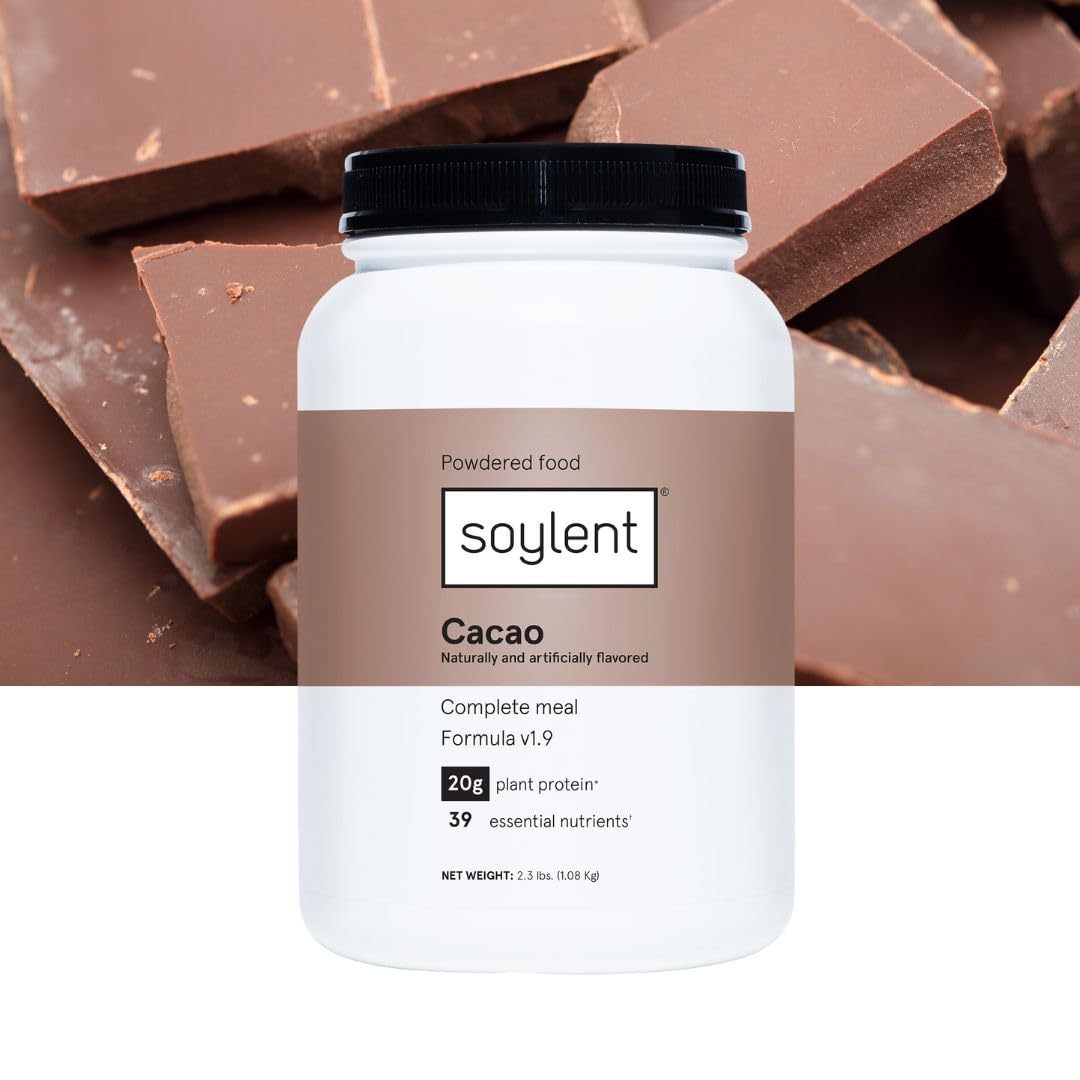 Soylent Complete Nutrition Meal Replacement Protein Powder, Cacao - Plant Based Vegan Protein, 39 Essential Nutrients - 36.8oz : Health & Household