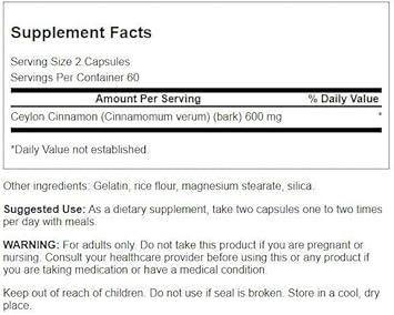 Swanson Full Spectrum True Cinnamon - Herbal Supplement - (120 Capsules, 300mg Each) 2 Pack