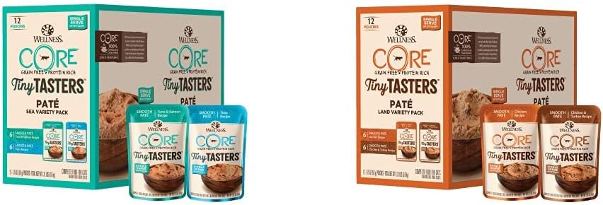 Wellness Core Tiny Tasters Wet Cat Food Pate, Seafood & Poultry Variety Pack Bundle, 1.75-Ounce Pouches (Pack Of 24)