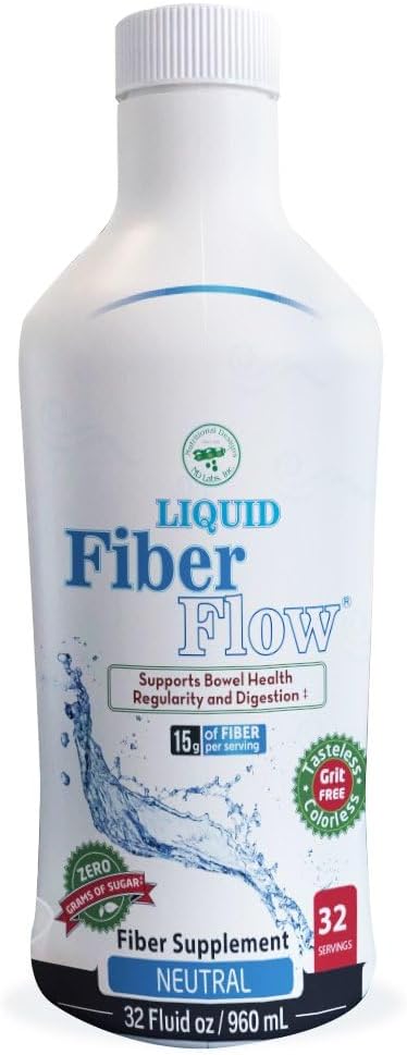 Nutritional Designs Liquid Fiber Flow, Gentle Daily Digestive Supplement For Constipation Relief & Gut Health, Sugar-Free, Natural Bowel Regularity For Healthy Intestinal Balance, Flavorless, 32 Fl Oz : Health & Household