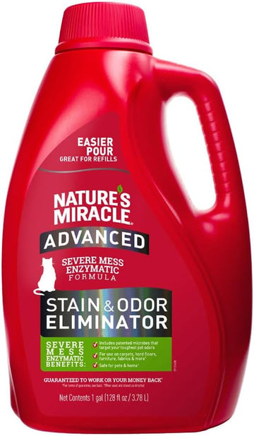 Nature'S Miracle Advanced Cat Stain And Odor Eliminator Spray, Severe Mess Enzymatic Formula, 1 Gal