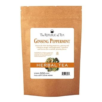 The Republic Of Tea Ginseng Peppermint Herbal Full-Leaf Tea, 1 Pound / 200 Cups
