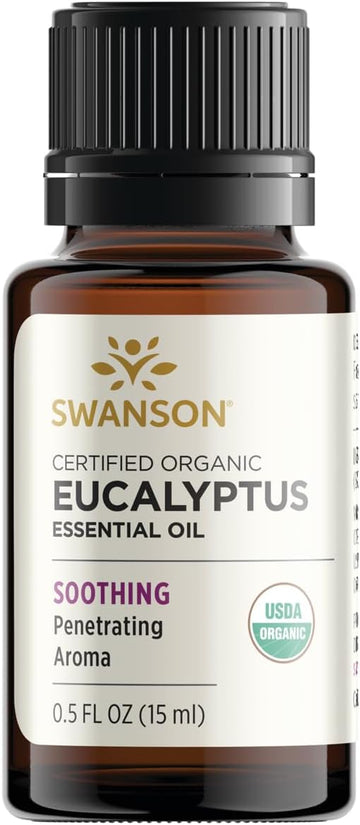 Swanson Certified Organic Eucalyptus Essential Oil 0.5 Fl Ounce (15 Ml) Liquid