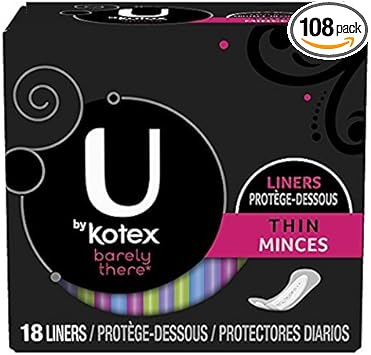 U By Kotex Barely There Liners, Thin 18 Ct (6 Pk/108 Liners) : Health & Household