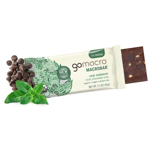 Gomacro Macrobar Organic Vegan Protein Bars - Mint Chocolate Chip, 2.3 Ounce Bars, (Pack Of 12)