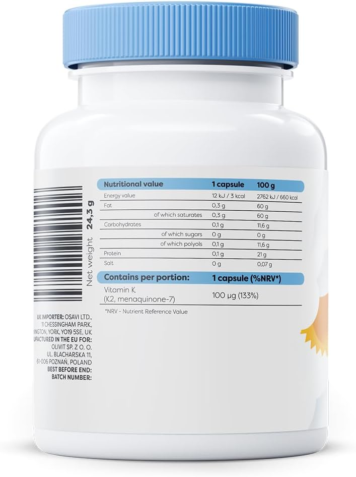 Osavi Vitamin K2 MK–7 100 µg – 60 Softgels | Highly Bioactive MK–7 in MCT Oil | Supports Normal Blood Clotting & Bone Health | K2VITAL® : Amazon.co.uk: Health & Personal Care