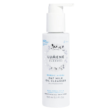 Lumene Nordic Hydra Oat Milk Oil Cleanser - Luxurious Oat Cleansing Milk, Makeup Remover + Gentle Face Wash For Soft, Clean Skin - Fragrance Free Hydrating Nordic Birch Sap Cleansing Oil (5.1Oz)