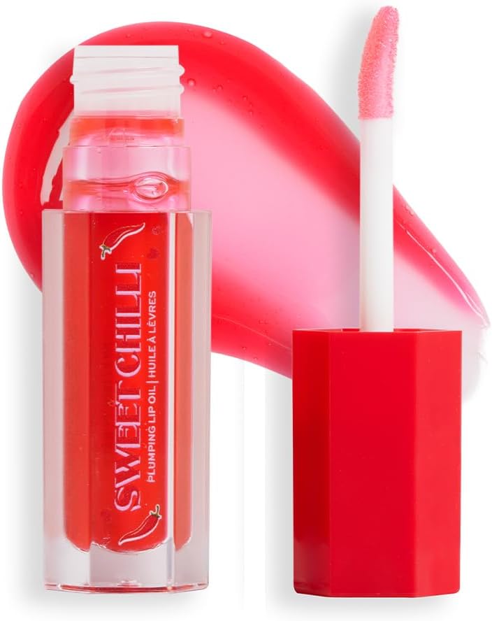I Heart Revolution, Sweet Chilli Lip Oil, Plumping Effect, Glossy Finish, Contains Vitamin E, Red, 4Ml