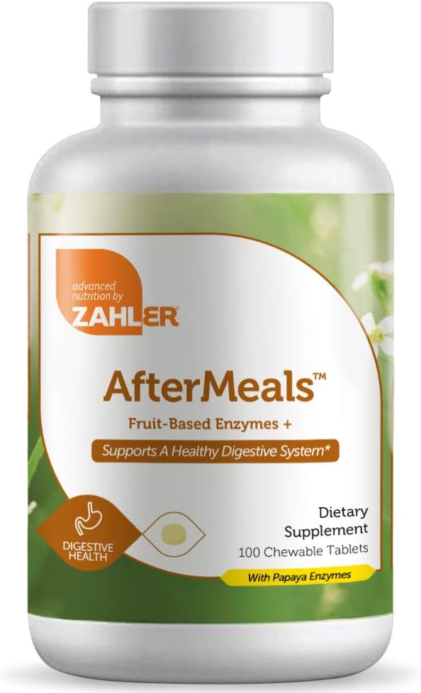 Zahler Aftermeals, Natural Antacid Chews, Papaya Enzyme Chewable Tablets, Digestive Aid Supplement, Certified Kosher, 100 Chewable Tablets