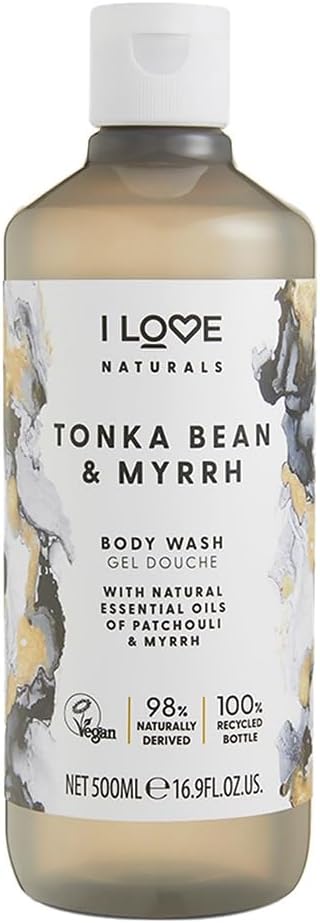 I Love Naturals Tonka Bean & Myrrh Body Wash, Natural Oils Of Patchouli & Myrrh, Formulated Using Essential Oils For Silky Smooth & Moisturised Skin, 500Ml