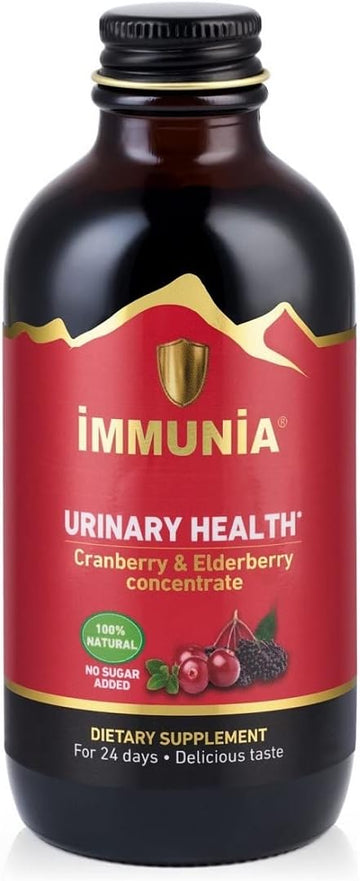 Immunia Urinary Health. Cranberry & Elderberry Concentrate to be Consumed for The Prevention of Urinary Infections. Natural. Delicious. 5 ml/Day. 1-Pack. USA