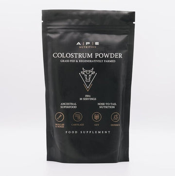Ape Nutrition Colostrum Powder Grass Fed - Bovine Colostrum, Gut & Immune Health, Leaky Gut Repair, Ancestral Health, Nose To Tail, 100% Grass Fed & Finished, 150G Jar (30 Servings)