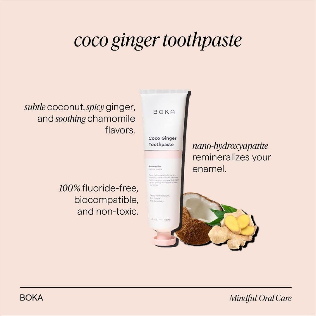 Buy Boka Fluoride Free Toothpaste - Nano Hydroxyapatite, Remineralizing, Sensitive Teeth, Whitening - Dentist Recommended for Adult, Kids - Ela Mint and Coco Ginger Natural Flavor - 4oz (Pack of 2) on Amazon.com ? FREE SHIPPING on qualified orders