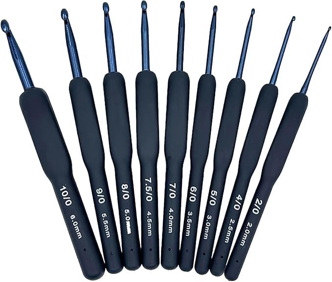 VALUEVIBES Ergonomic Crochet Hooks Set – 9 pcs Soft Grip Hand Knitting & Weaving Needles for DIY Craft, Lightweight Aluminum Crochet Tools for Beginners & Experts