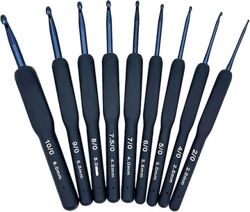 VALUEVIBES Ergonomic Crochet Hooks Set – 9 pcs Soft Grip Hand Knitting & Weaving Needles for DIY Craft, Lightweight Aluminum Crochet Tools for Beginners & Experts