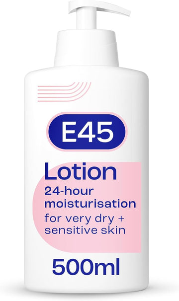E45 Moisturising Lotion 500 Ml For Dry & Sensitive Skin - Long-Lasting Hydration Protect From Dryness, Reduce Redness - Dermatological Body Moisturiser Lotion - Body Lotion - Daily Moisturiser