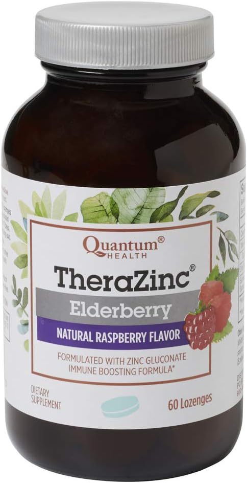 Quantum Health Therazinc Elderberry Lozenges, Made With Zinc Gluconate For Immune Support, 60 Count
