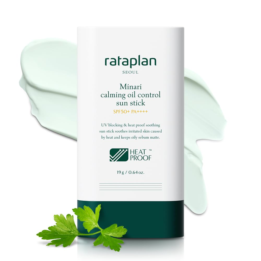 Rataplan Minari Calming Oil Control Sun Stick Spf 50+ Pa++++ - Korean Sunscreen Stick For Face, Matte Sunscreen For Oily Skin, Reef Safe, Broad Spectrum, No White Cast, Korean Skincare