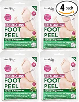 Derma V10 Exfoliating Foot Peel Tea Tree & Peppermint Removes Dead Skin After 7 Days 4 Treatments