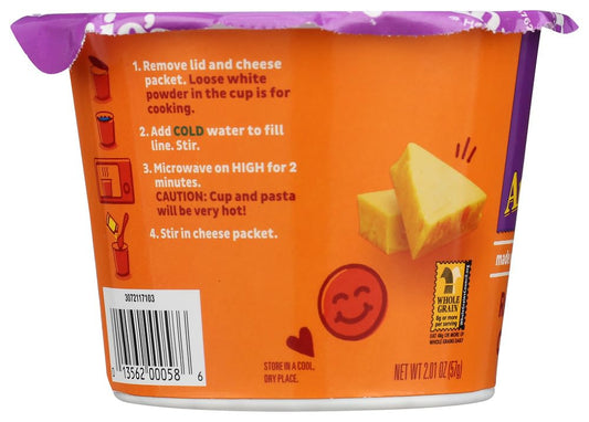 Annie'S Real Aged Cheddar Microwavable Mac And Cheese With Organic Pasta Cup, 2.01 Oz