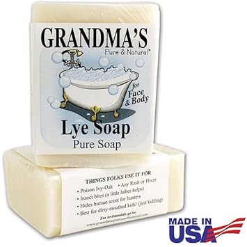 Grandma'S Pure Lye Soap Bar - 6.0 Oz Unscented Face & Body Wash Cleans With No Detergens, Dyes & Fragrances - 60018 (4 Pack) : Bath Soaps : Beauty & Personal Care