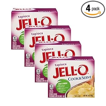 Jell-O, Cook & Serve, Tapioca Pudding & Pie Filling, 3Oz Box (Pack Of 4)