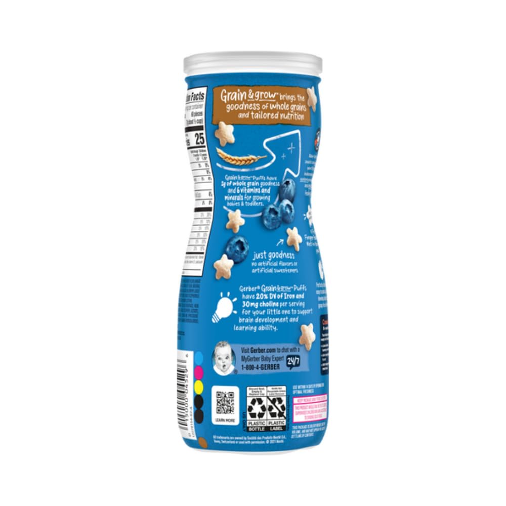 Gerber Graduates Blueberry Puffs Cereal Snacks 1.48 Ounce (Pack Of 2)
