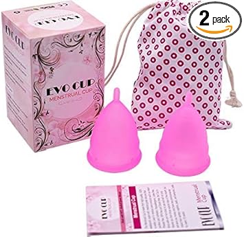 Menstrual Cup - 2 Period Menstruation Cups - Soft Flexible Medical Grade Silicone For Comfort And Fit - Size Small Or Large - Sanitary Pad And Tampon Alternative