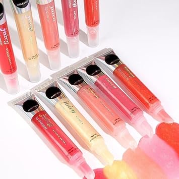 Juicy Lip Shimmer Lip Gloss Set Of 8 & Keychain Gifts For Aunts, Women, Girls, Teens, Moms
