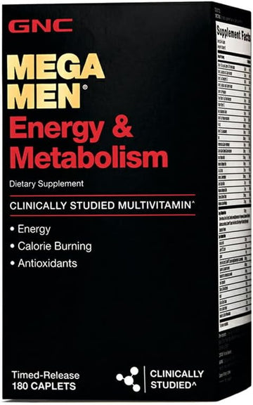 GNC Mega Men Energy & Metabolism Multivitamin | Increased Energy, Metabolism, Antioxidants, and Calorie Burning | 180 Count : Health & Household