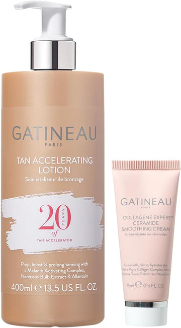 Gatineau - Tan Accelerating Lotion (400Ml) To Enhance Natural Tanning + Collagene Expert Ceramide Smoothing Face Cream (15Ml) With Hyaluronic Acid