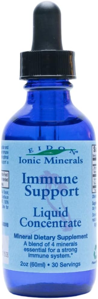 Eidon Ionic Minerals Immune Support Supplement Liquid Concentrate - Immune Booster Mineral Drops with Zinc, Selenium, Sulfur, Support & Maintain Immune System, No Preservatives or Additives - 2 oz