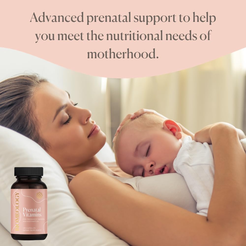 Biomeology Prenatal Vitamins - Methylated Pregnancy Multivitamin with Bioavailable Nutrients – Mom & Baby Nutrition, Fetal Development w Methylfolate, Choline, Zinc, Vitamin D (120 Capsules) : Health & Household