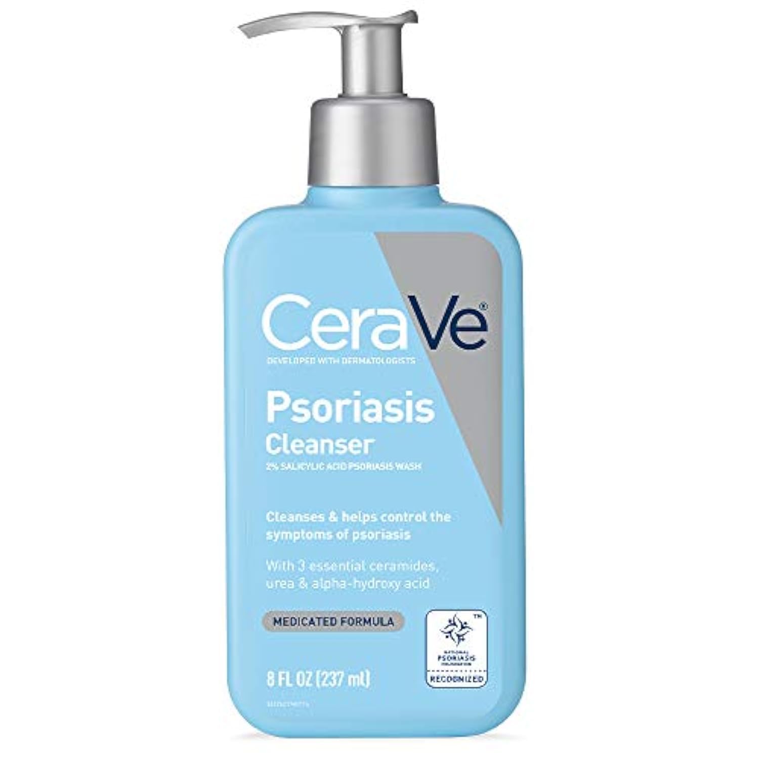 Cerave Cleanser For Psoriasis Treatment | With Salicylic Acid For Dry Skin Itch Relief & Latic Acid For Exfoliation | Fragrance Free & Allergy Tested | 8 Ounce