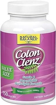 Natural Balance Colon Clenz | Herbal Colon Cleanse & Detox Supplement | Gentle & Dependable Overnight Formula (150 CT) : Health & Household