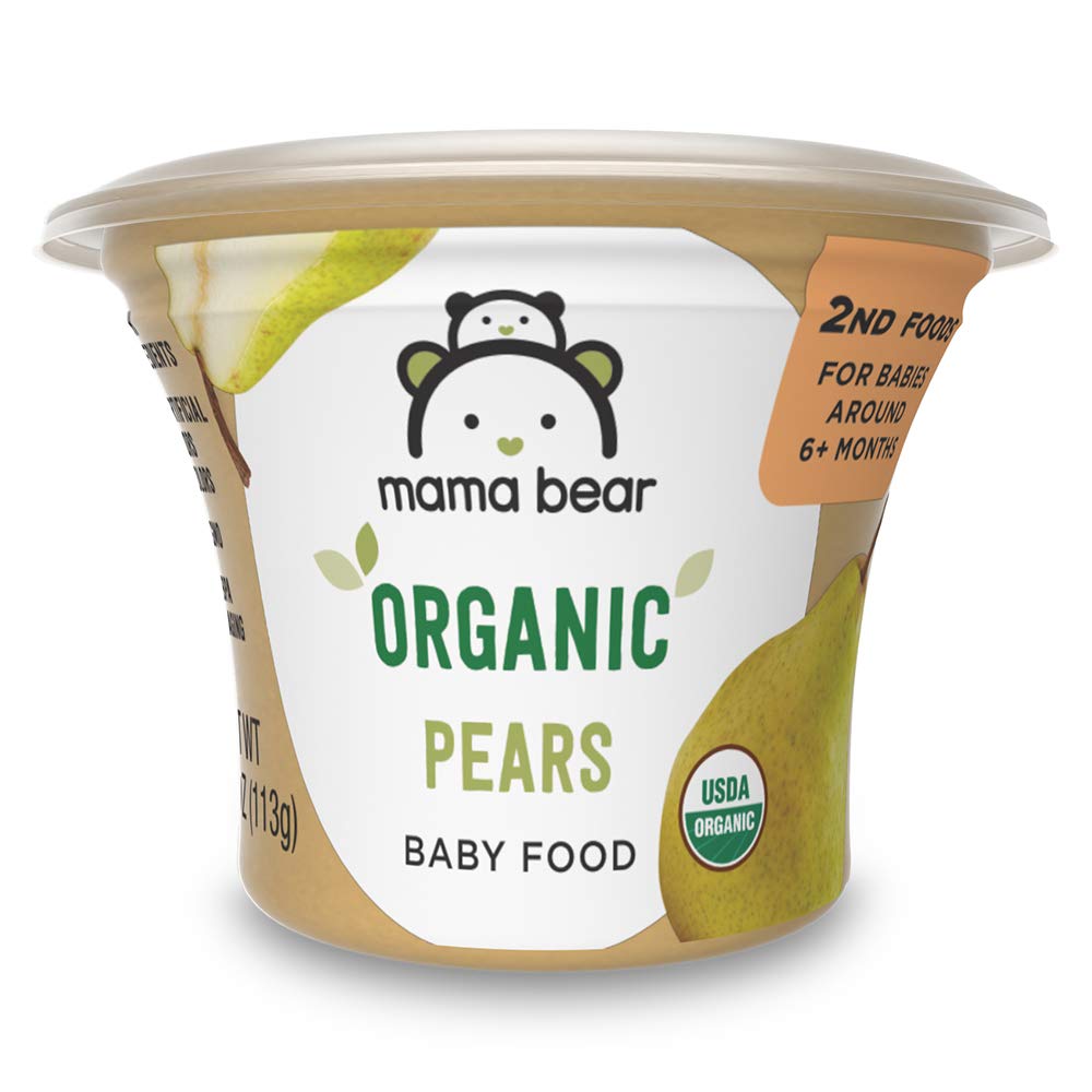 Amazon Brand - Mama Bear Organic Baby Food, Pears, Vegetarian, 4 Ounce (Pack Of 12)