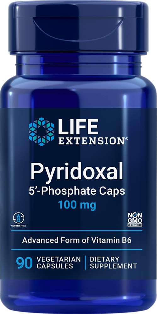 Life Extension Pyridoxal 5-Phosphate Caps 100 Mg P5P, 90 Veg Capsules - Advanced Vitamin B6 Supplement