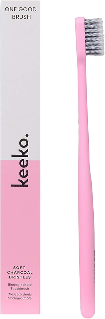 Keeko - One Good Brush Biodegradable Charcoal Toothbrush (2-Pack) : Health & Household