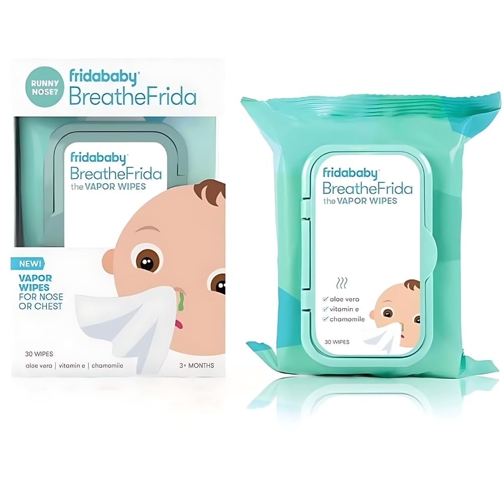 Frida Baby Breathefrida Baby Vapor Wipes For Nose, Chest, Feet: Alcohol Free, Made With Aloe, Vitamin E & Chamomille, 30 Count