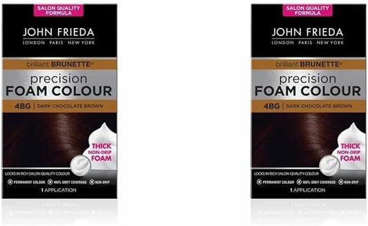 John Frieda Precision Foam Colour 4Bg, Salon Finish Hair Dye, 100 Percent Grey Coverage, Dark Chocolate Brown, 1 Count (Pack Of 2)