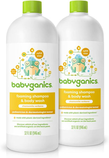 Babyganics Shampoo And Body Wash Refill, Chamomile Verbena, 32 Fl Oz (Pack Of 2)