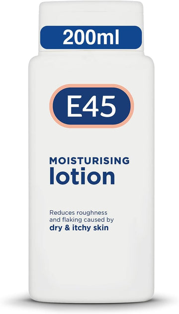E45 Dermatological Moisturising Lotion 200 ml – Body Lotion – Daily Moisturiser for Long-Lasting Hydration for Dry Skin and Sensitive Skin – Protect from Dryness, Reduce Redness and Flaking