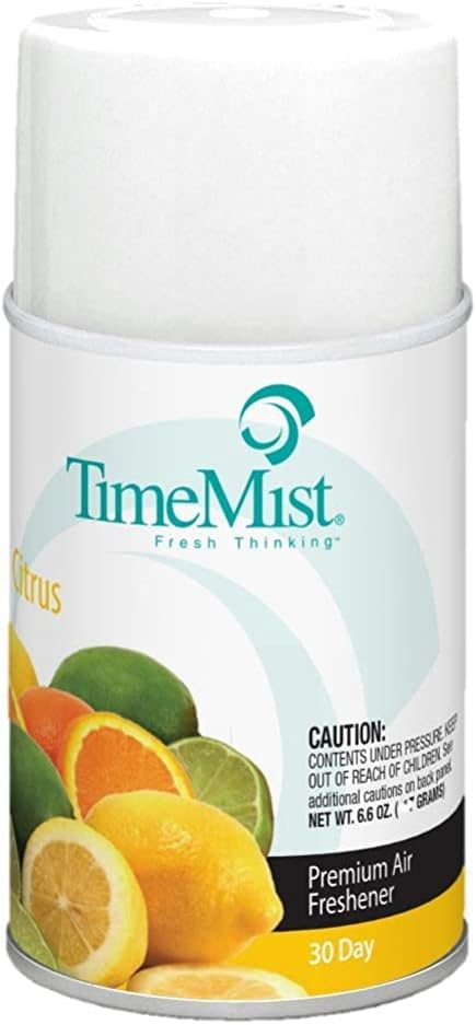 TimeMist Premium Metered Air Freshener Refills - Citrus - 7.1 oz (Case of 12) - 1042781 - Lasts Up To 30 Days and Neutralizes Tough Odors