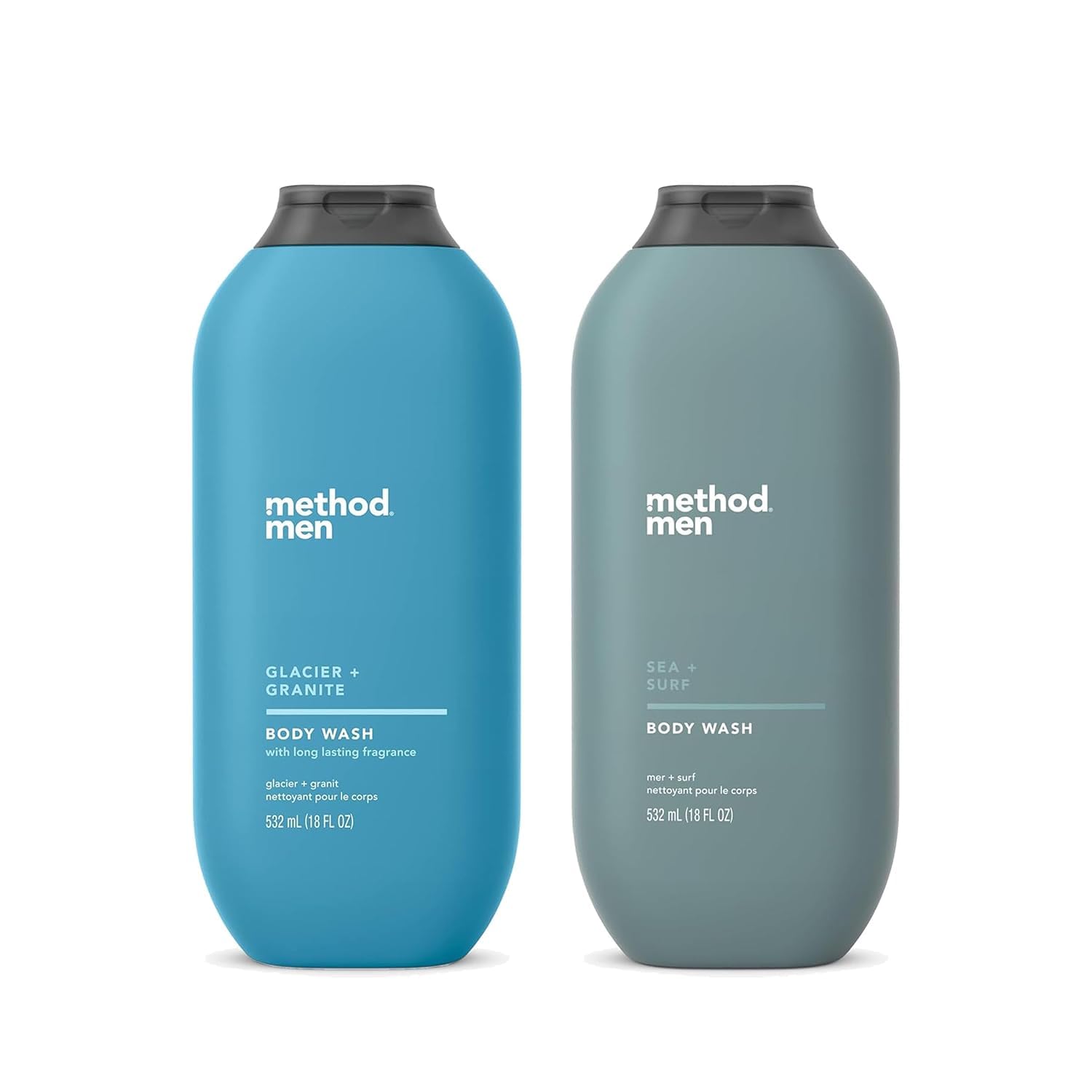 Method Men Body Wash Variety Pack - Sea + Surf 18 Fl Oz, Glacier + Granite 18 Fl Oz, Paraben And Phthalate Free