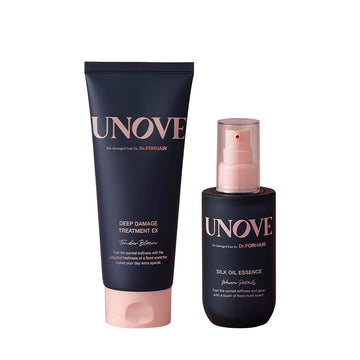 Unove Deep Damage Hair Mask 7Fl.Oz & Silk Oil Essence Serum 2.37Fl.Oz Set | Hydration, Frizz Control, And Shine For Dry & Damaged Hair