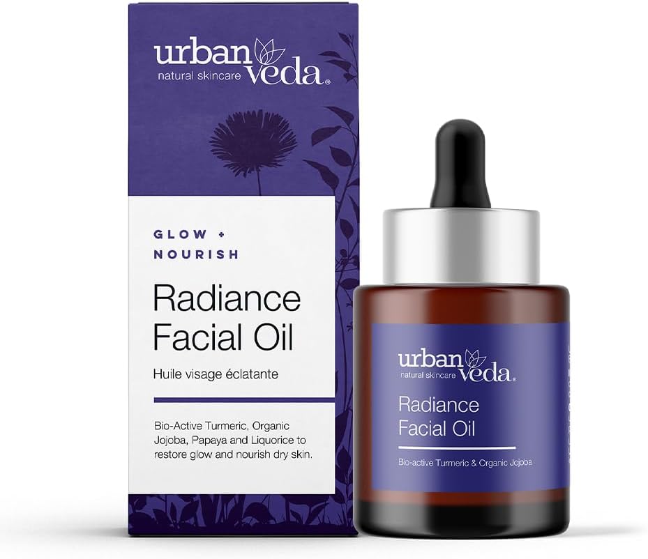 Urban Veda Radiance Facial Oil | Natural Face Oil | For Dry, Dull And Dehydrated Skin | Peptide And Turmerone | Pigmentation And Brightening | Collagen Face Oil | Face Bio Oil | Vitamin E Oil | 30 Ml