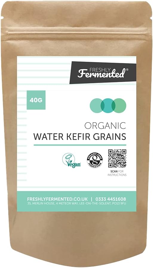 Freshly Fermented - Organic & Vegan Certified Water Kefir Grains Starter Culture, 40G