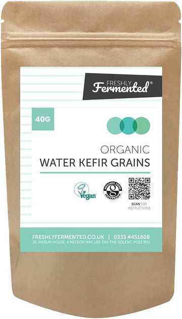 Freshly Fermented - Organic & Vegan Certified Water Kefir Grains Starter Culture, 40G